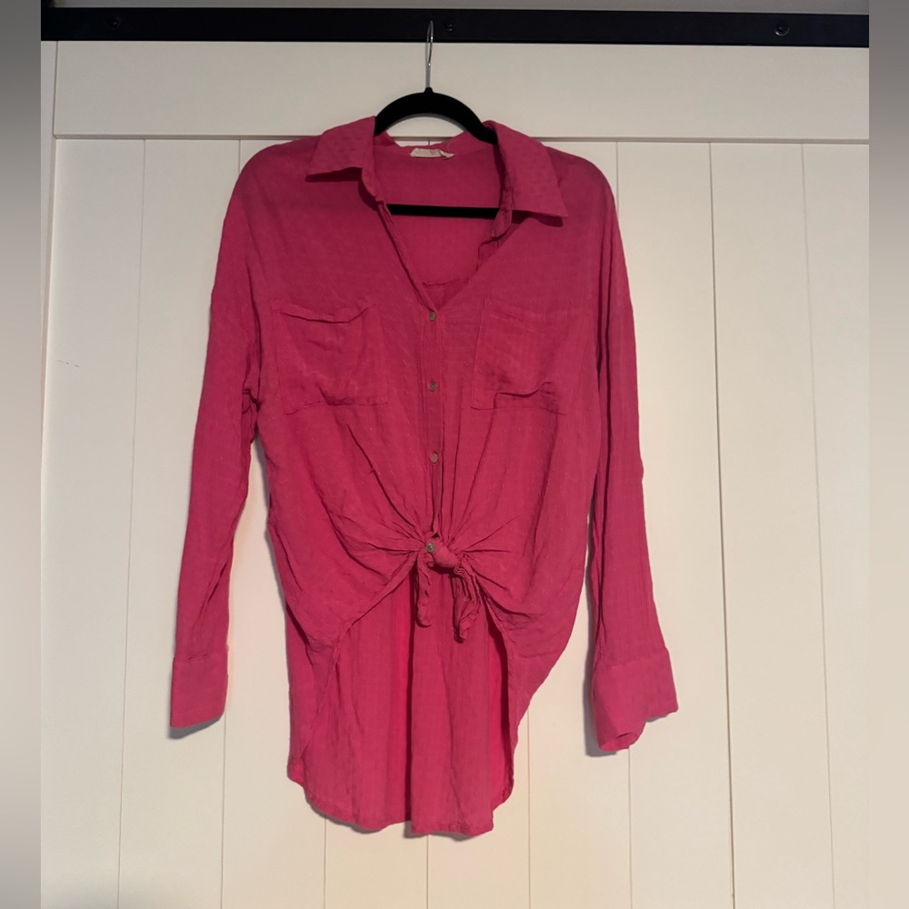 Pink Tie Blouse